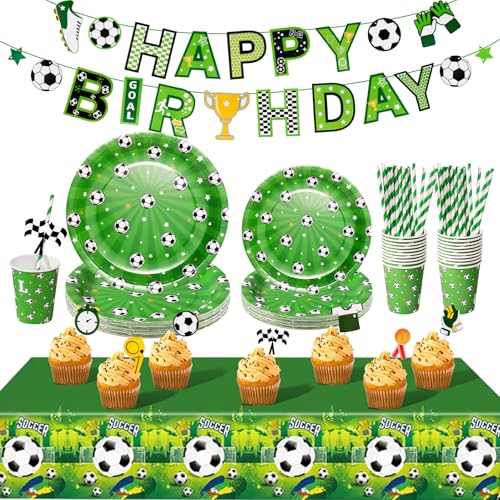 PYAILI Fußball Partygeschirr Set, Fußball Partyteller Geburtstag für 20 Gäste, Fussball Geburtstag Geschirr, Party Deko Set, Kindergeburtstag Teller Becher PYAILI Fußball Partygeschirr Set, Fußball Partyteller Geburtstag für 20 Gäste, Fussball Geburtstag Geschirr, Party Deko Set, Kindergeburtstag Teller Becher von PYAILI