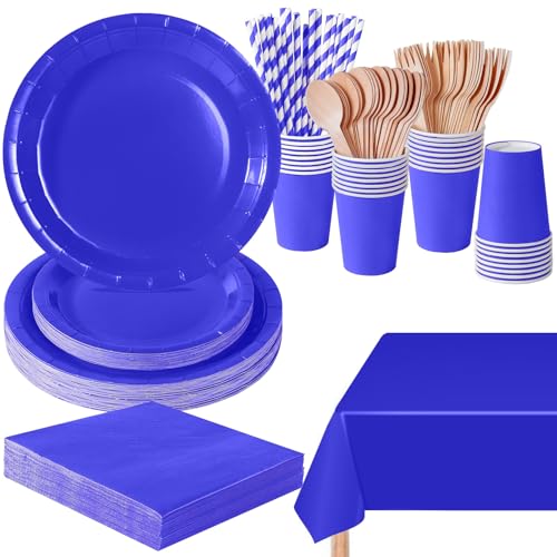PYAILI Juwelenblau Partygeschirr, 169 Stück Pappteller Sets, Party Pappteller Becher Servietten Partyteller Partyset Süße Party, für Feste und Feiern wie Geburtstag PYAILI Juwelenblau Partygeschirr, 169 Stück Pappteller Sets, Party Pappteller Becher Servietten Partyteller Partyset Süße Party, für Feste und Feiern wie Geburtstag von PYAILI