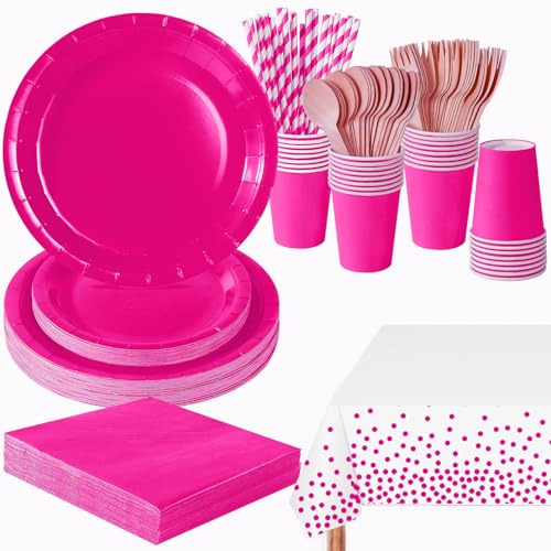 PYAILI Rose Rot Partygeschirr, 169 Stück Pappteller Sets, Party Pappteller Becher Servietten Partyteller Partyset Süße Party, für Feste und Feiern wie Geburtstag PYAILI Rose Rot Partygeschirr, 169 Stück Pappteller Sets, Party Pappteller Becher Servietten Partyteller Partyset Süße Party, für Feste und Feiern wie Geburtstag von PYAILI