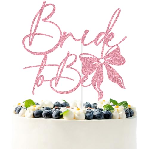 Tortenaufsatz mit Aufschrift "Bride to Be", mit Aufschrift "About Damn Time/Happily Ever After", mit Schleifenmotiv, für Hochzeit, Brautparty, Party, Dekoration, Rosa Tortenaufsatz mit Aufschrift "Bride to Be", mit Aufschrift "About Damn Time/Happily Ever After", mit Schleifenmotiv, für Hochzeit, Brautparty, Party, Dekoration, Rosa von PYBHILK