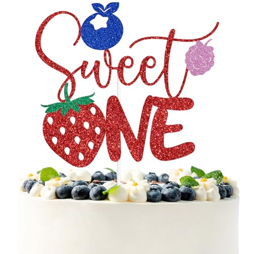 Tortenaufsatz mit rotem Glitzer, Erdbeere, Heidelbeere, Baby-Dekoration, 1. Geburtstag, Sommerfrucht, Babyparty, Party-Dekorationen Tortenaufsatz mit rotem Glitzer, Erdbeere, Heidelbeere, Baby-Dekoration, 1. Geburtstag, Sommerfrucht, Babyparty, Party-Dekorationen von PYBHILK