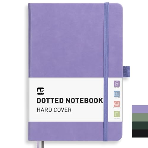 PYNEX Notizbuch A5 Dotted, Hardcover,Notebook, Leder Notizblock With 192 Blatt 100GSM, Tagebuch für Erwachsene,Schule - Lila PYNEX Notizbuch A5 Dotted, Hardcover,Notebook, Leder Notizblock With 192 Blatt 100GSM, Tagebuch für Erwachsene,Schule - Lila von PYNEX