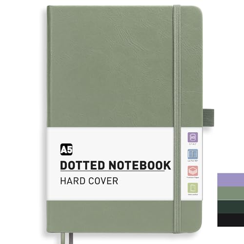 PYNEX Notizbuch A5 Dotted, Hardcover,Notebook, Leder Notizblock With 192 Blatt 100GSM, Tagebuch für Erwachsene,Schule - Salbei Grün PYNEX Notizbuch A5 Dotted, Hardcover,Notebook, Leder Notizblock With 192 Blatt 100GSM, Tagebuch für Erwachsene,Schule - Salbei Grün von PYNEX