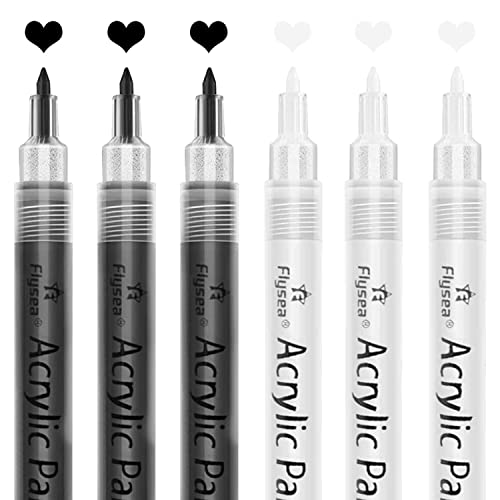 Acryl-Marker, 6 Stück, schwarz / weiß, für Steinmalerei, , Keramik, Glas, , Kunststoff, Metall Acryl-Marker, 6 Stück, schwarz / weiß, für Steinmalerei, , Keramik, Glas, , Kunststoff, Metall von PYNQ