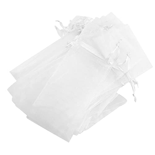 PYNQ 50 Stück weiße Organza-Fächerbeutel mit Kordelzug für Hochzeiten, Geschenktüten von PYNQ