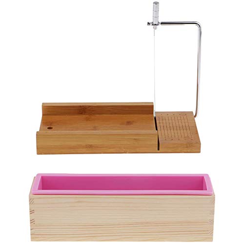 PYNQ Kasten-Seifenschneider mit Drahtschneider + 1 Stück Seifen-Silikon-Kastenform Holzbox für Seife, Kuchen von PYNQ