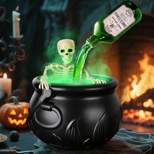 Halloween-Dekorationen für den Innenbereich – Kessel Halloween-Dekor mit magischen schwimmenden Trankflaschen und Diffusor – schwarze Kunststoff-Hexenschüssel Hokus-Pokus-Party-Dekoration für von PYOF