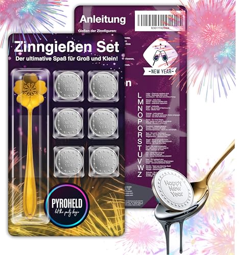 PYROHELD let the party begin 3X 7-teiliges Zinngießen - Set: Traditionelles Gießen mit Zinn wie Bleigießen, inklusive Löffel & Deutungsbuch - Silvester & Neujahr 2024 & 2025 PYROHELD let the party begin 3X 7-teiliges Zinngießen - Set: Traditionelles Gießen mit Zinn wie Bleigießen, inklusive Löffel & Deutungsbuch - Silvester & Neujahr 2024 & 2025 von PYROHELD let the party begin