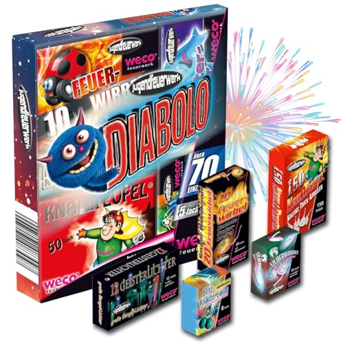 PYROHELD XXL Set Diabolo - 70 Teile Jugendfeier Tischartikel für Partys & Feuerwerk Silvester Kat. F1 für Jugendlichen & Kinder 2025 PYROHELD XXL Set Diabolo - 70 Teile Jugendfeier Tischartikel für Partys & Feuerwerk Silvester Kat. F1 für Jugendlichen & Kinder 2025 von PYROHELD