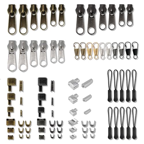 81 Stück Reißverschluss Reparatur Set, #3#5#8 Reissverschluss Reparatur Set, Metall Ersatzzipper Schieber Kit Reißverschluss Zipper Ersatz Reißverschluss Stopper für Mäntel Jeans Rucksack 81 Stück Reißverschluss Reparatur Set, #3#5#8 Reissverschluss Reparatur Set, Metall Ersatzzipper Schieber Kit Reißverschluss Zipper Ersatz Reißverschluss Stopper für Mäntel Jeans Rucksack von PYSEOSISE