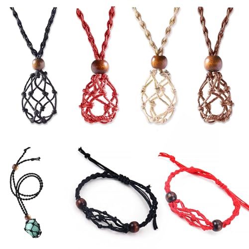 PYSEOSISE Halskette Schnur Leerer, 6 Stück Kristall Stein Halskette Halter, Verstellbare Leerer Steinhalter Anhänger für die Schmuckherstellung DIY Anhänger Quarz Roher Stein PYSEOSISE Halskette Schnur Leerer, 6 Stück Kristall Stein Halskette Halter, Verstellbare Leerer Steinhalter Anhänger für die Schmuckherstellung DIY Anhänger Quarz Roher Stein von PYSEOSISE