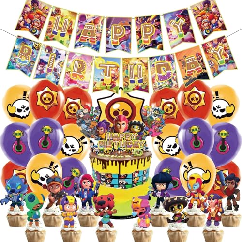 44 Stück Geburtstag Deko，Kindergeburtstag Deko，Kuchendeko，Party Deko，Geburtstagsdeko，Tortendeko，Luftballons，Alles Gute zum Geburtstag Banner，Geeignet für Jungen und MäDchen von PYTRARTY