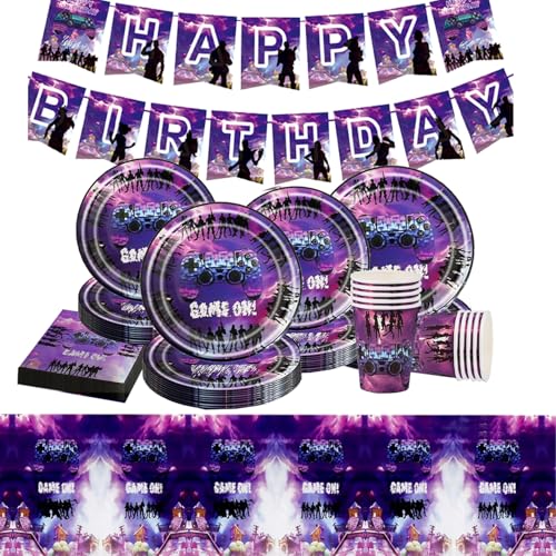 82 PCS Video Gamer Partygeschirr Set,Video Gamer Deko Geburtstag,Party Tableware,Servietten,Pappteller,Pappbecher,Tischdecke,Banner,Perfekt für 20 Personen 82 PCS Video Gamer Partygeschirr Set,Video Gamer Deko Geburtstag,Party Tableware,Servietten,Pappteller,Pappbecher,Tischdecke,Banner,Perfekt für 20 Personen von PYTRARTY