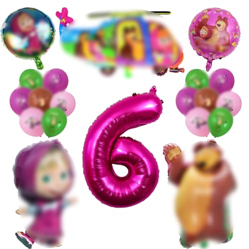 Geburtstag Mädchen und der Bär Geburtstag Luftballon Set,6 Jahr Luftballon Party Deko,Bear 6 Jahr Geburtstag Luftballon，,Kindergeburtstag Party Deko von PYTRARTY