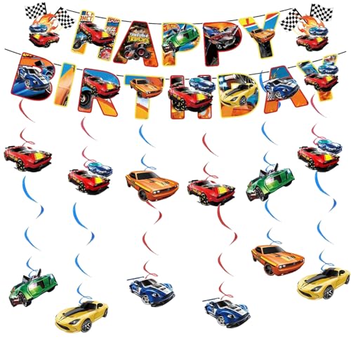 Hot Wh-els Geburtstag Dekoration Set,Hot Wh-els Happy Birthday Banner,Bunting Girlande Hängende Deko Geburtstag Banner Swirl Decorations,Birthday Party Deko Hot Wh-els Geburtstag Dekoration Set,Hot Wh-els Happy Birthday Banner,Bunting Girlande Hängende Deko Geburtstag Banner Swirl Decorations,Birthday Party Deko von PYTRARTY