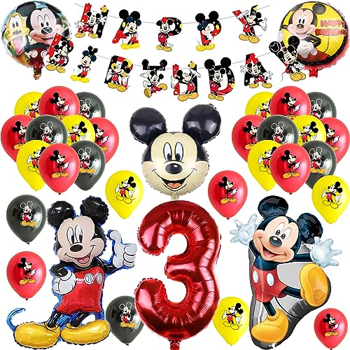 Mickey Luftballon 3 Jahr Geburtstagsdeko，3 Jahr Mickey Geburtstag Deko，Micky Maus Party Geburtstag Dekoration，Kindergeburtstag Party Luftballon Set von PYTRARTY