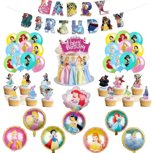 Prinzessin Deko Geburtstag,Prinzessin Geburtstag Party Deko,Prinzessin Luftballon,,Kuchen Deko,Party Dekoration Set, Kindergeburtstag Party Deko von PYTRARTY