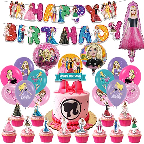 Prinzessin Geburtstagsdeko,Mädchen Party Deko,Prinzessin Dolls Geburtstag Dekoration,Luftballon,Kuchen Deko,Deko Kindergeburtstag von PYTRARTY