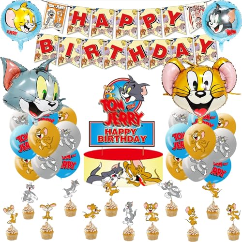 Tom und Jerry Geburtstag Party Deko,Tom und Jerry Party Dekoration Set,Tom und Jerry Luftballon,Tortendeko,Party Luftballon,Kindergeburtstag Deko von PYTRARTY