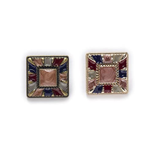 PZOFERLIN Knöpfe nähen 10Pcs Quadratische Knöpfe Metallknöpfe Kleidung Nähen Dekorative Knöpfe(Colourful,23mm) von PZOFERLIN
