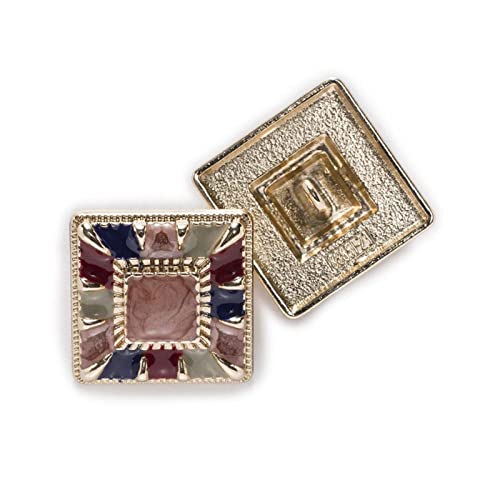 PZOFERLIN Knöpfe nähen 10Pcs Quadratische Knöpfe Metallknöpfe Kleidung Nähen Dekorative Knöpfe(Gold,23mm) von PZOFERLIN
