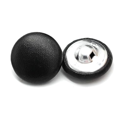 PZOFERLIN Knöpfe nähen 20 Stück Lederbezogene Knöpfe mit Schaft, dekorative Knöpfe(Black,15mm) von PZOFERLIN