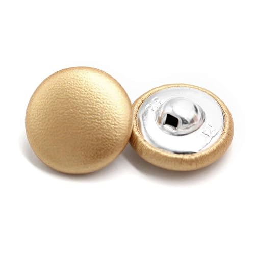 PZOFERLIN Knöpfe nähen 20 Stück Lederbezogene Knöpfe mit Schaft, dekorative Knöpfe(Gold,15mm) von PZOFERLIN