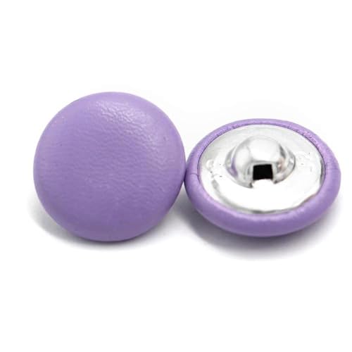 PZOFERLIN Knöpfe nähen 20 Stück Lederbezogene Knöpfe mit Schaft, dekorative Knöpfe(Purple,20mm) von PZOFERLIN