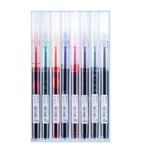 PZOFERLIN Kugelschreiber, neutraler Tintenstift 8 Stück Kugelschreiber, 0,5 mm Spitze, 8 Farben, Gel-Tintenstifte, Tintenroller von PZOFERLIN