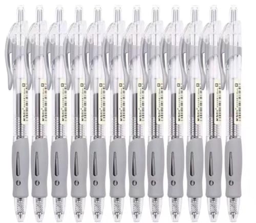 PZOFERLIN Kugelschreiber, neutraler Tintenstift Einziehbare Gelschreiber, 0,38 mm, blau, 5er-/12er-Pack(Black,12 pens) von PZOFERLIN
