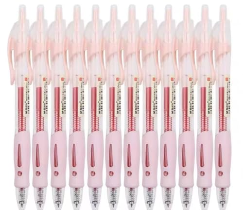 PZOFERLIN Kugelschreiber, neutraler Tintenstift Einziehbare Gelschreiber, 0,38 mm, blau, 5er-/12er-Pack(Red,12 pens) von PZOFERLIN