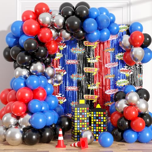 Ballon-Girlande, Bogen-Set, Geburtstagsparty-Dekorationen, Helden-Folien-Fransenvorhänge, Hintergrund, Lametta, Luftschlangen, Foto-Requisiten für Jungen, Held, Babyparty, Party-Dekoration, Zubehör Ballon-Girlande, Bogen-Set, Geburtstagsparty-Dekorationen, Helden-Folien-Fransenvorhänge, Hintergrund, Lametta, Luftschlangen, Foto-Requisiten für Jungen, Held, Babyparty, Party-Dekoration, Zubehör von PaYoLorn