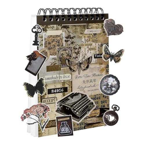 Paaruter 50 Stück Vintage Journaling Scrapbooking Supplies Scrapbook Sticker, Braunes Vorgeschnittenes Vintage Washi Stickerbuch von Paaruter
