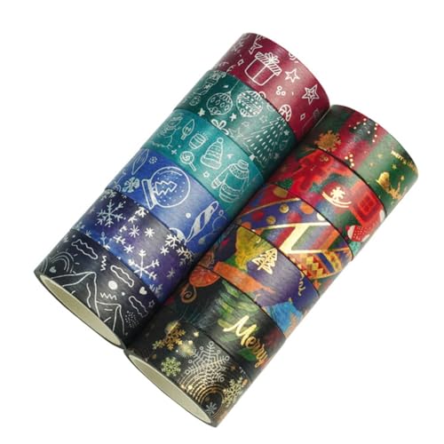 Paaruter Weihnachts-Washi-Klebeband-Set, 12 Rollen, Winterliche Verzierung für Kunst, DIY, Tagebücher, Verpackung von Paaruter