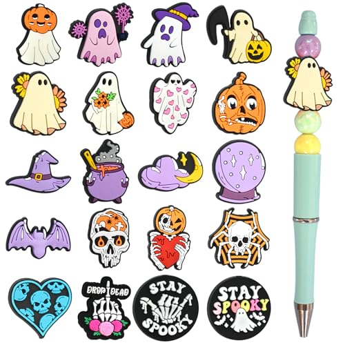 20 Stück Halloween Focal Perlen Silikon Focal Perlen Horror Ghost Silikonperlen für geformte Bulk-Stifte, Perlen, Schlüsselanhängerherstellung 20 Stück Halloween Focal Perlen Silikon Focal Perlen Horror Ghost Silikonperlen für geformte Bulk-Stifte, Perlen, Schlüsselanhängerherstellung von Pabucle