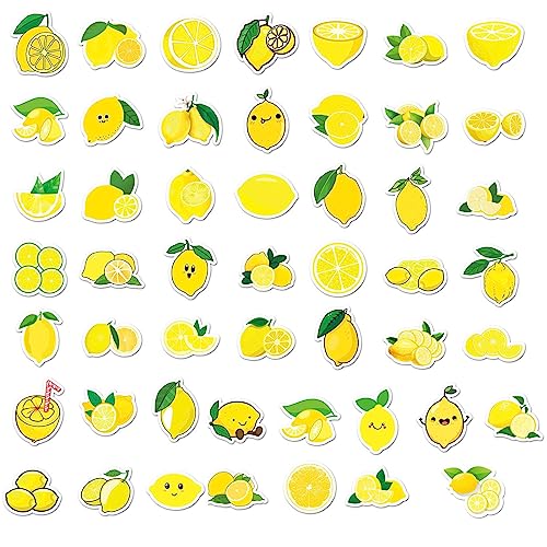 Pacienjo Wasserdichte Zitronenaufkleber, 50 Stück, Gelb, Cartoon, Obst, Wasserdicht, PVC, Sticker, Auto, Laptop Pacienjo Wasserdichte Zitronenaufkleber, 50 Stück, Gelb, Cartoon, Obst, Wasserdicht, PVC, Sticker, Auto, Laptop von Pacienjo