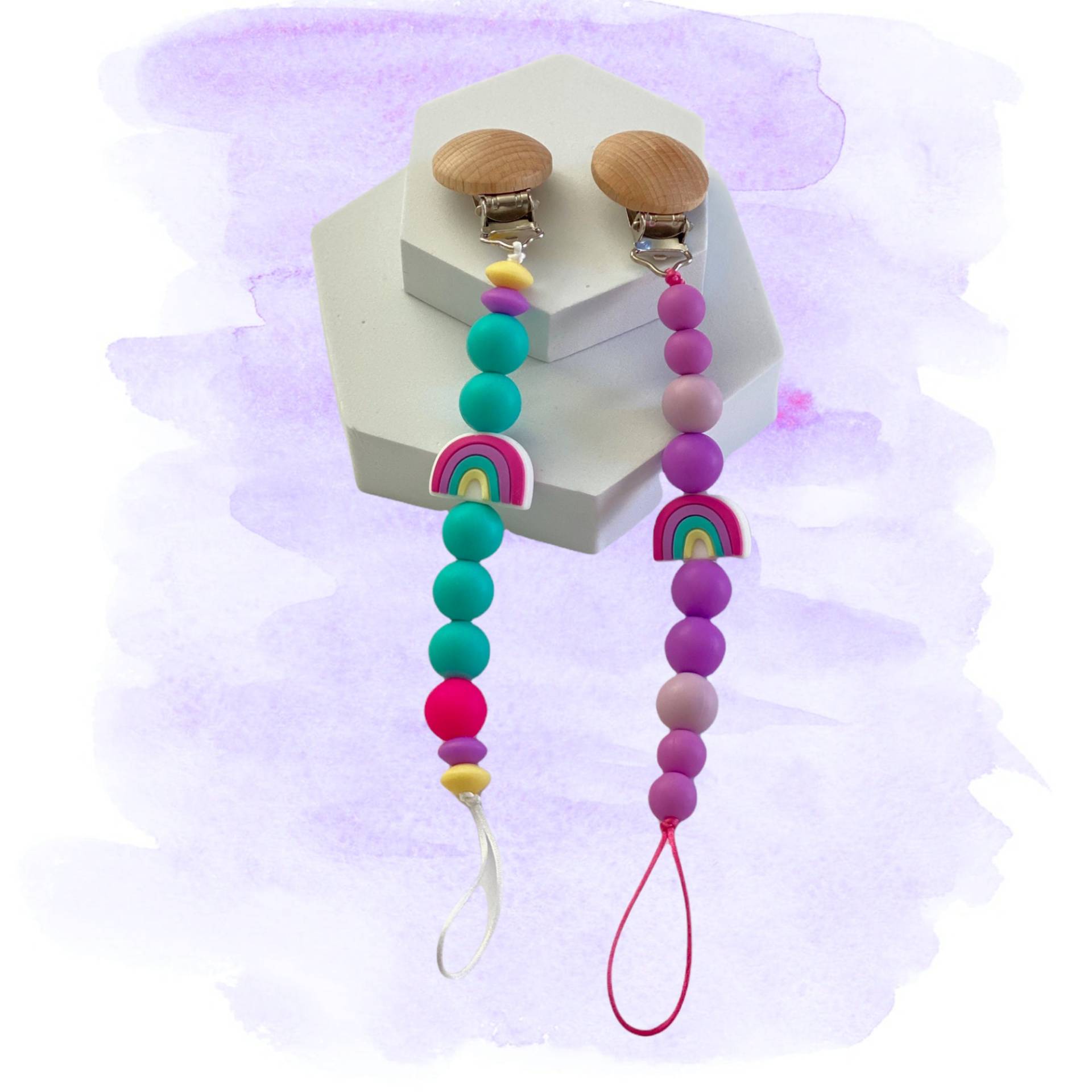 Regenbogen Silikon Schnullerclip | Lila Teal Regenbogen Silikon Schnullerclip | Lila Teal von PacificPacifiers