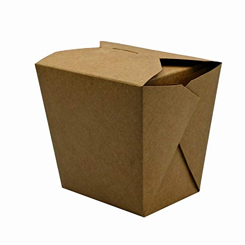Pack & Cup Asia-Box mit Faltdeckel Kraft Quadrat - Bio Döner-Box aus Karton - Pappschachtel für Fingerfood to go - Umweltfreundliche Einweg Lunch Box - Take Away Behälter - 700 ml 50 Stück von Pack & Cup