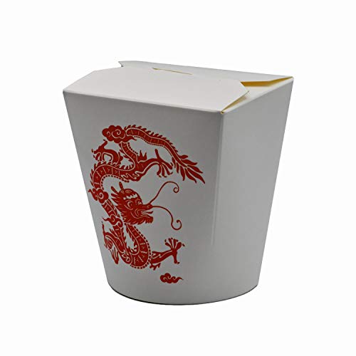 Pack & Cup Bio Asia-Box mit Faltdeckel Red Dragon - Einweg Döner-Box für Fingerfood - Umweltfreundliche Take Away Behälter - Lunchbox aus Karton - Pappschachtel to go - 900 ml 40 Stück von Pack & Cup