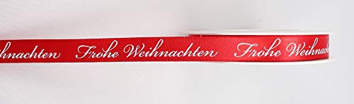 Packfix Geschenkband " Frohe Weihnachten ", Rot mit Schrift in Weiß 15mm x 20m von Packfix