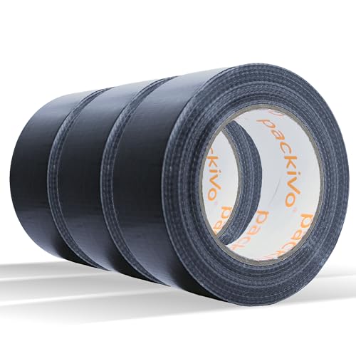 Packivo Panzertape schwarz - 3 Rollen 50m x 50mm Gewebeband Duct Tape extra ultra stark breit schwarz Klebeband wasserdicht Panzerband Gewebeklebeband für Innen und Außen Packivo Panzertape schwarz - 3 Rollen 50m x 50mm Gewebeband Duct Tape extra ultra stark breit schwarz Klebeband wasserdicht Panzerband Gewebeklebeband für Innen und Außen von Packivo