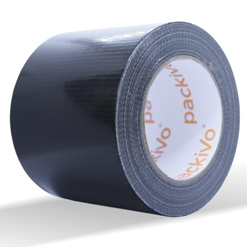Packivo Panzertape schwarz - 50m x 100mm Gewebeband Duct Tape extra breit dick ultra stark schwarz Klebeband wasserdicht Panzerband Gewebeklebeband für Innen und Außen Packivo Panzertape schwarz - 50m x 100mm Gewebeband Duct Tape extra breit dick ultra stark schwarz Klebeband wasserdicht Panzerband Gewebeklebeband für Innen und Außen von Packivo