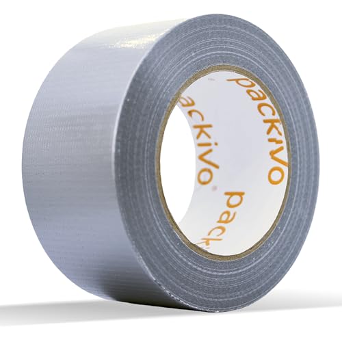 Packivo Panzertape silber - 1 Rolle 50m x 50mm Gewebeband Duct Tape extra ultra stark breit silber silver Klebeband wasserdicht Panzerband Gewebeklebeband für Innen und Außen von Packivo