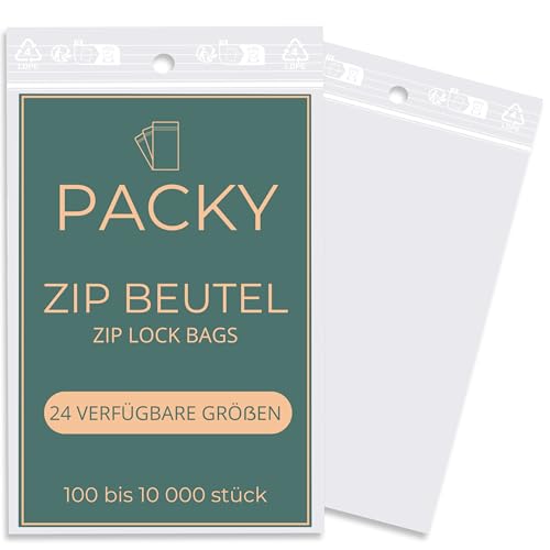 PACKY - Zip Beutel - Plastikbeutel Verschließbar - 24 Verfügbare Größen - 100 bis 10000 Stück - Zip Bag - Druckverschlussbeutel - Klein oder Groß - 27x38 cm 1000 Stück von Packy