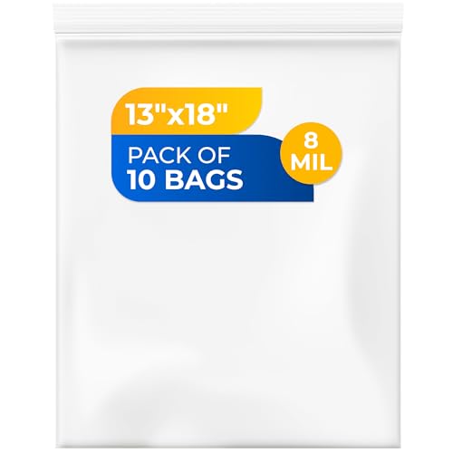 Paclord Extra große wiederverschließbare Polybeutel mit Reißverschluss, 33 x 45,7 cm, 8 mm dick, Packung mit 10 transparenten wiederverschließbaren Beuteln mit extra Haltbarkeit, wasserdicht Paclord Extra große wiederverschließbare Polybeutel mit Reißverschluss, 33 x 45,7 cm, 8 mm dick, Packung mit 10 transparenten wiederverschließbaren Beuteln mit extra Haltbarkeit, wasserdicht von Paclord