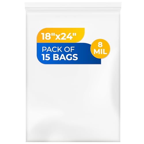 Paclord Extra große wiederverschließbare Polybeutel mit Reißverschluss, 45,7 x 61 cm, 8 mm dick, Packung mit 15 transparenten wiederverschließbaren Beuteln mit extra Haltbarkeit, wasserdicht Paclord Extra große wiederverschließbare Polybeutel mit Reißverschluss, 45,7 x 61 cm, 8 mm dick, Packung mit 15 transparenten wiederverschließbaren Beuteln mit extra Haltbarkeit, wasserdicht von Paclord