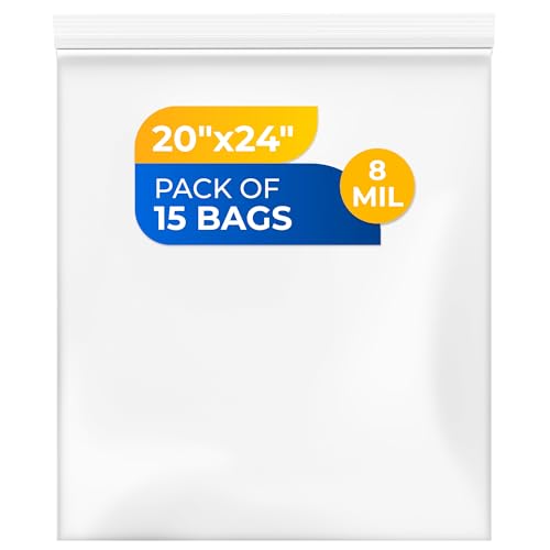 Paclord Extra große wiederverschließbare Polybeutel mit Reißverschluss, 50,8 x 61 cm, 8 mm dick, Packung mit 15 transparenten wiederverschließbaren Beuteln mit extra Haltbarkeit, wasserdicht Paclord Extra große wiederverschließbare Polybeutel mit Reißverschluss, 50,8 x 61 cm, 8 mm dick, Packung mit 15 transparenten wiederverschließbaren Beuteln mit extra Haltbarkeit, wasserdicht von Paclord