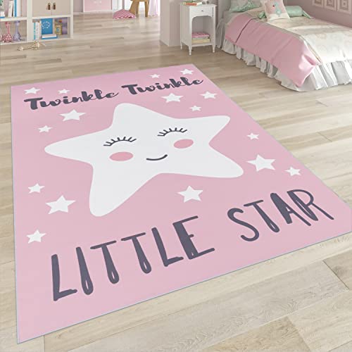 Paco Home Kinderteppich, Kinderzimmer Teppich m. Stern, Mond u. Karo Motiven, Grösse:160x230 cm, Farbe:Pink 3 von Paco Home