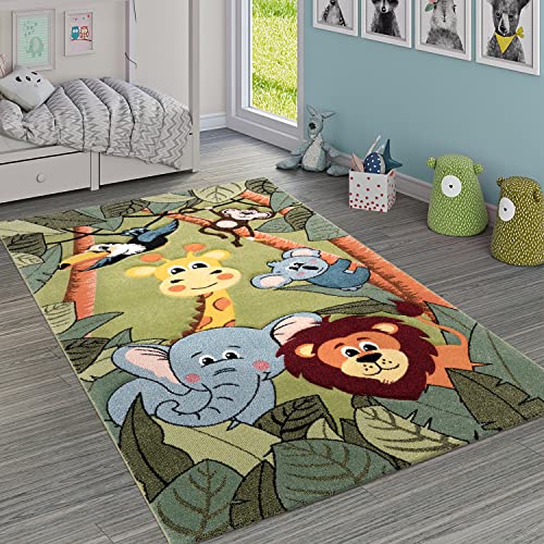 Paco Home Kinderteppich Kinderzimmer Dschungel Tiere Giraffe Löwe AFFE Nilpferd Grün, Grösse:80x150 cm Paco Home Kinderteppich Kinderzimmer Dschungel Tiere Giraffe Löwe AFFE Nilpferd Grün, Grösse:80x150 cm von Paco Home