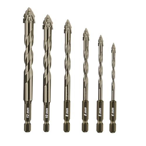 Drill Bits, New Four-Flute Sawtooth Eccentric Drill Bit Set(4+5+6+8+10+12mm), Four-Flute Sawtooth Eccentric Drill Bit for Metal Sheet Plastic Wood, Quick Change von PacuM